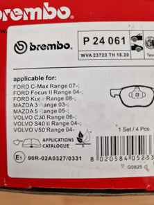 ÑBrembo P 24 061 Pastillas de freno, Delantero, Juego de 4