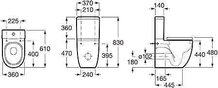 Vater, Bater Meridian,Taza altu con salida dual para inodoro de tanque bajo,Blanco,370mm x 610mm x 830mm