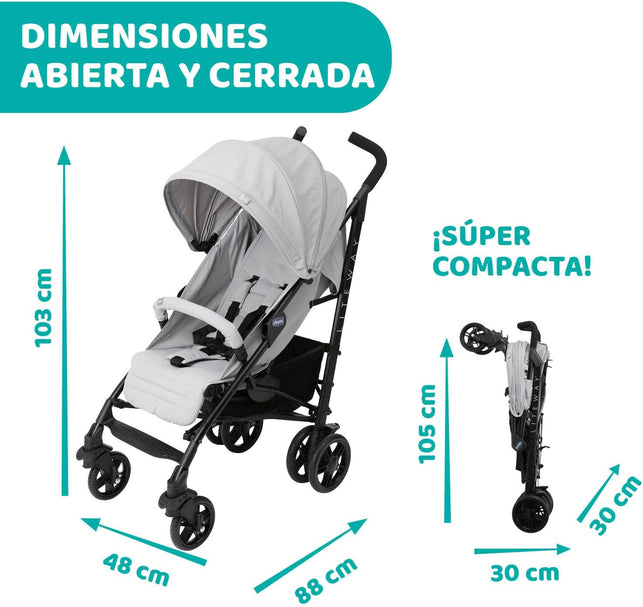 Carrito ,Silla de Paseo Liteway 4, Chasis de Aluminio Ligero, De 0 a 22Kg, Límite de Peso 25Kg,ChicCO