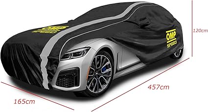 OMP Speed Funda Cubre Coche Exterior/Interior, Impermeable, 3 Capas, Talla M, 457 x 165 x 120 cm