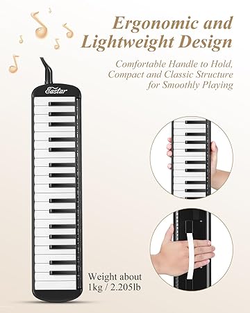 Melódica de 37 Teclas, Instrumento de Melódica Soprano Teclado Piano de Aire Pianica con 2 Tubos