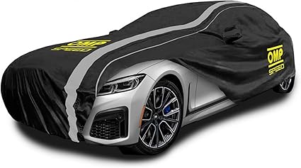 OMP Speed Funda Cubre Coche Exterior/Interior, Impermeable, 3 Capas, Talla M, 457 x 165 x 120 cm