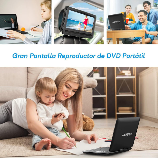 DVD 17" para Coche, WONNIE DVD Portátil para Niños, Pantalla Giratoria