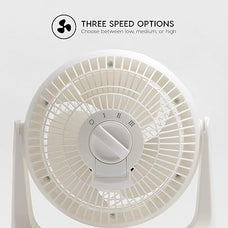 Ventilador de mesa, Blanco, 3 velocidades, Silencioso, Potente,Escritorio, Portátil,