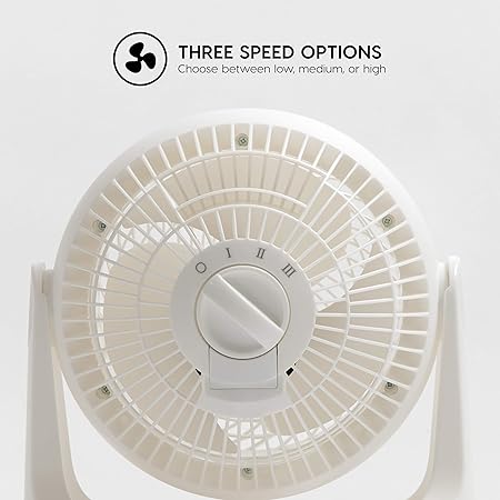 Ventilador de mesa, Blanco, 3 velocidades, Silencioso, Potente,Escritorio, Portátil,