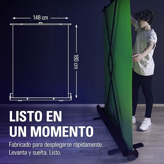 Fotografia ,Fondo chromakey plegable, tejido antiarrugas y montaje ultrarrápido, para eliminar el fondo .