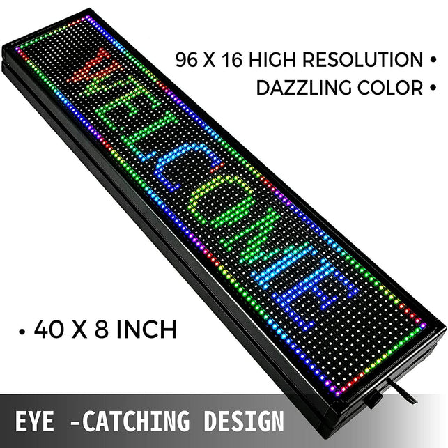 Letrero de Desplazamiento LED 101 x 20 x 5cm Letrero LED Rectangular LED Desplazamiento Publicit